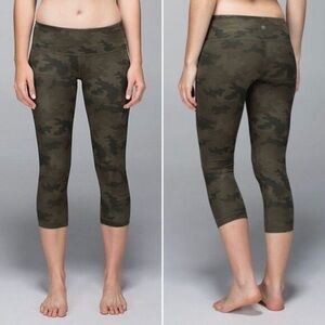 Lululemon Wunder Under Crop *Full-On Luxtreme Savasana Camo Fatigue Green Size 6